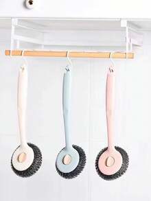 3pcs Stainless Steel Wire Ball Brush With Long Handle For Kitchen Cleaning - Multicolor - View 2