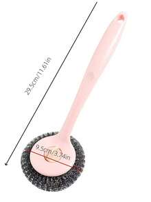 3pcs Stainless Steel Wire Ball Brush With Long Handle For Kitchen Cleaning - Multicolor - View 7