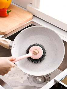 3pcs Stainless Steel Wire Ball Brush With Long Handle For Kitchen Cleaning - Multicolor - View 3