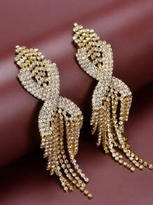 1pc Fashionable Rhinestone Earring For Women Exaggerated Party Wedding Jewelry Versatile Accessory - Yellow Gold - View 13