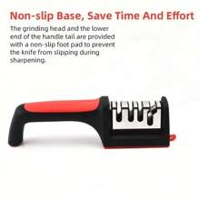 1入廚房刀具磨刀器,四段式掛鉤設計,多功能三段式刀具磨切器,家用必備 - 黑色 - 查看 5
