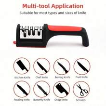 1入廚房刀具磨刀器,四段式掛鉤設計,多功能三段式刀具磨切器,家用必備 - 黑色 - 查看 4