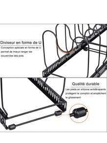 1pc Expandable Kitchen Pot Lid Organizer Rack - Black - View 3
