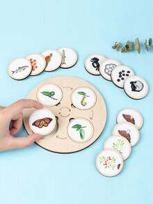 Conjunto De Rompecabezas Del Ciclo De Vida De Animales Y Plantas: Un Juguete Montessori Divertido Y Educativo Para El Aprendizaje Temprano De Los Niños - Multicolor - Ver 2