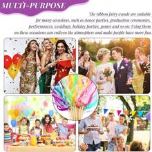 5入組帶有彩色絲綢仙女緞帶的緞帶棒,非常適合派對、生日、慶祝和節日,顏色隨機 - 彩色 - 查看 6
