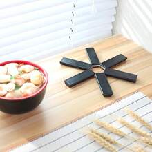 2入組abs鑄鐵隔熱墊,創意餐墊,可摺疊碗杯墊,家居廚房工具 - 黑色 - 查看 6