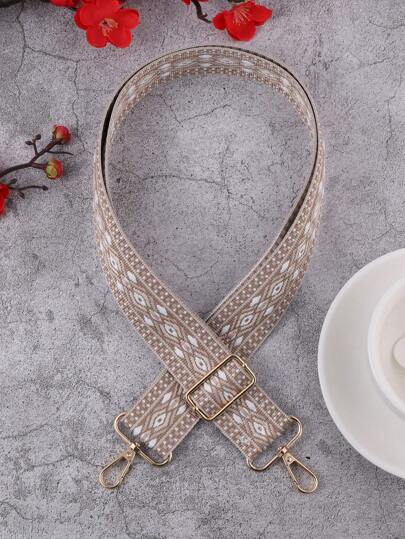 1pc Beige Diamond Pattern Stylish Wide Strap Bag Nylon Adjustable Replacement Strap For Crossbody Handbag Wallet