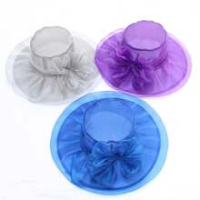 1pc Vintage Elegant Double Layer Organza Flower Detail Sun Hat With Foldable Brim For Women, Summer Bow - Multicolor - View 5