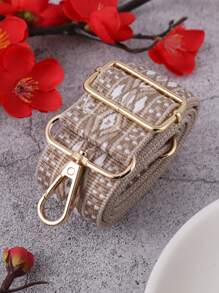 1pc Beige Diamond Pattern Stylish Wide Strap Bag Nylon Adjustable Replacement Strap For Crossbody Handbag Wallet