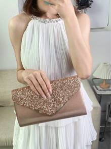 REMANLAND Shiny Evening Clutch, Elegant Fashion Envelope Bag, Ladies' Wedding Handbag For Party And Dancing