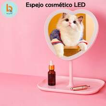 BUYTITI Espejo en forma de corazon con luz LED espejo cosmético HZJ-922 - Multicolor - Ver 6