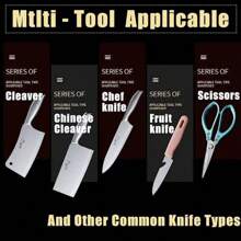 1入廚房刀具磨刀器,四段式掛鉤設計,多功能三段式刀具磨切器,家用必備 - 黑色 - 查看 8