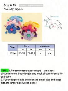 1pc 3d Flower & Bowknot Decor Pet Collar With Bell For Small Dogs And Cats, Pink - Multicolor - View 2