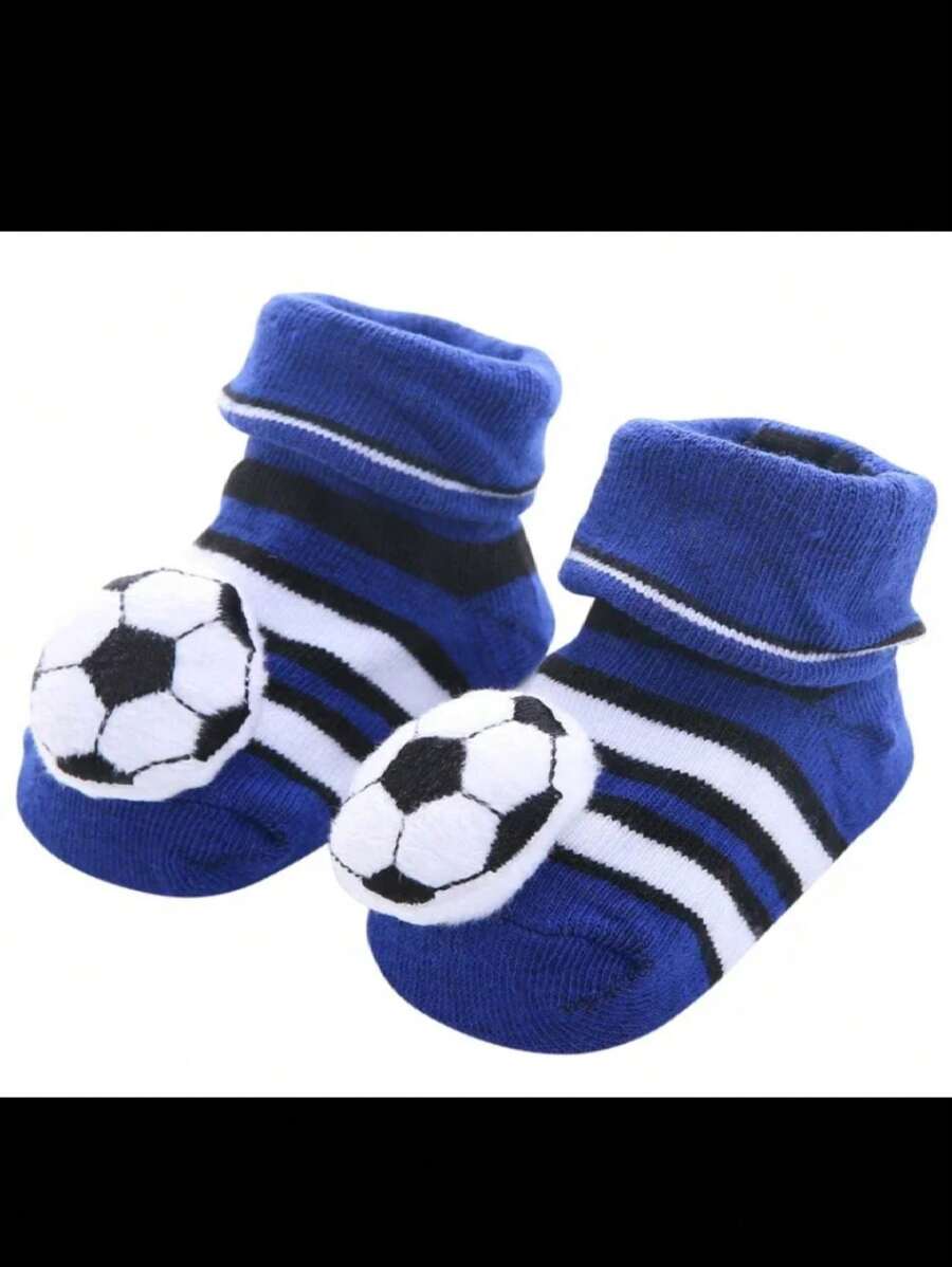 Meia pantufa bebê - Azul e Branco - Visão 1