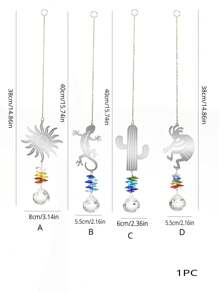 1pc Crystal Sun Catcher, Sun Lizard Cactus Crystal Wind Chime Pendant, Outdoor Gardening Light Collector Pendant For Wedding Home Decoration Gifts Birthday Graduation