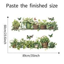 1 طقم (2 قطعة) ملصقات جدارية لأوراق نباتات خضراء طازجة في أصص، ملصقات، ديكور جداري، ديكال فينيل لديكورات المنزل، عناصر ديكور الربيع لتنشيط منزلك، ملصقات ديكور للأعياد والهدايا لعيد الميلاد والتخرج - متعدد الألوان - مشاهدة 3