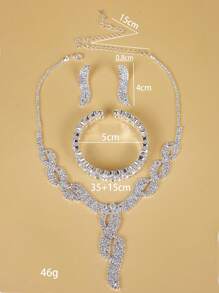 4入組時尚簡約鑽石頸鏈套裝，適用於女性日常佩戴、婚禮、派對、新娘 - 銀色 - 查看 4