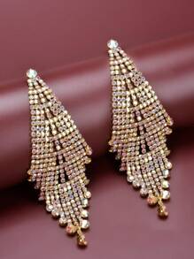 1pc Fashionable Rhinestone Earring For Women Exaggerated Party Wedding Jewelry Versatile Accessory - Yellow Gold - View 14