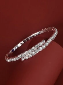 1條薄款鑲鑽女手鐲,日常配件 - 金色 - 查看 11