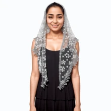 Đảng 1 Nữ Màu Trắng Thêu Hoa Ren Khăn Bohemian Cưới Mạng Che Mặt Thoáng Khí Khoét Hở Cô Dâu Tam Giác Đầu Khăn Quàng Khăn Choàng - Nhiều màu - Xem 4