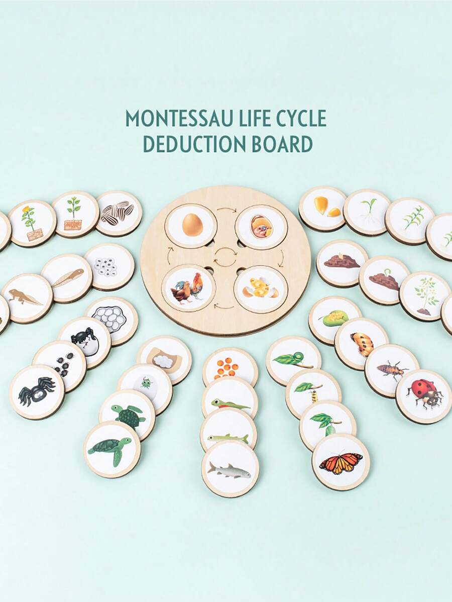 Conjunto De Rompecabezas Del Ciclo De Vida De Animales Y Plantas: Un Juguete Montessori Divertido Y Educativo Para El Aprendizaje Temprano De Los Niños - Multicolor - Ver 1