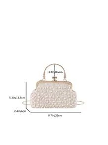 Spring/Autumn New Women's Studded Cloud Pleated Shell Handbag, Simple Ladies Clip Mouth Bag With Chain Shoulder Strap - Khaki - View 5