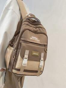Mochila escolar para niñas, estudiantes de escuela secundaria y universidad, estilo retro, gran capacidad, multicolor, compartimento para computadora portátil, apta para estudiantes de secundaria, universidad, escuela primaria, actividades al aire libre, viajes, regreso a clases - Caqui - Ver 1