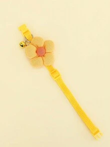 1pc 3d Floral Bow Knot Pet Collar With Bell For Small Dogs And Cats, Yellow