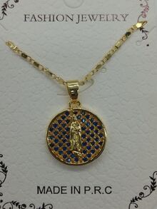 Collar Con Medalla De La Virgen - Azul Marino - Ver 1