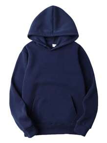 Sudadera Hoodie Azul Marino con Capucha, Unisex Suave Afelpada Casual - Azul Marino - Ver 1