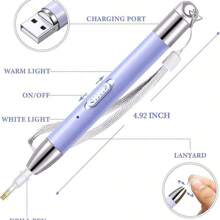 USB Luminous Pen Set ,With 6 Replacement Pen Heads ,Magnifying Glass,For Diamond Painting - Purple 1 - View 3