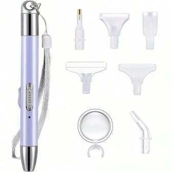 USB aufladbarer leuchtender Stift Set, mit 6 Ersatz Stiftspitzen, Lupe, für Diamantmalerei