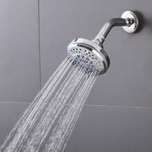 單頭花洒,固定式塑料荷花花洒頭,適用於淋浴間,宿舍,酒店浴室等 - 銀色 - 查看 4