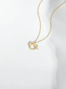 1入組原創設計925純銀面包吊墜項鍊（附鑽石和石英）,豪華時尚,適合女性日常穿戴 - 香檳色 - 查看 1