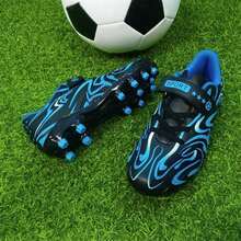 2024新款男童魔鬼氈防滑足球鞋，專業舒適戶外透氣練習和比賽足球鞋 - 藍色 - 查看 8