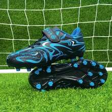 2024新款男童魔鬼氈防滑足球鞋，專業舒適戶外透氣練習和比賽足球鞋 - 藍色 - 查看 5