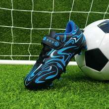 2024新款男童魔鬼氈防滑足球鞋，專業舒適戶外透氣練習和比賽足球鞋 - 藍色 - 查看 4