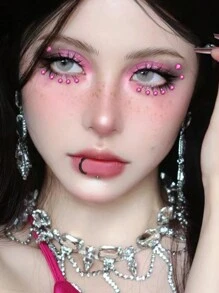 1pc Light Pink Diamond Face Glitter Suitable For Face And Eye Makeup - Pink - View 4