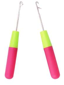 2PCS Latch Crochet Hook Needle Plastic Knitt For Making Jumbo Braiding Dreadlock Hair Tools Weaving Dreadlock Extension - Green - View 2