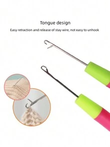 2PCS Latch Crochet Hook Needle Plastic Knitt For Making Jumbo Braiding Dreadlock Hair Tools Weaving Dreadlock Extension - Green - View 4