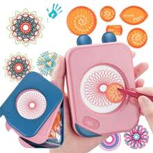 1 Set Juguete De Dibujo Spirograph Azul Con Plantillas De Pintura, Accesorios Multifuncionales Y Regla Geométrica, Juego De Herramientas De Dibujo Y Estuche De Almacenamiento Para Niños - Azul - Ver 2