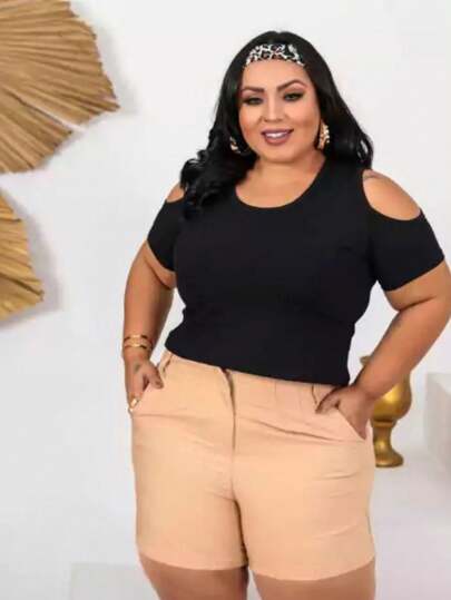 Cropped Plus Size Recorte Manga Feminino