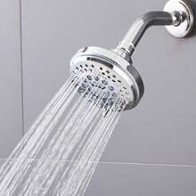 單頭花洒,固定式塑料荷花花洒頭,適用於淋浴間,宿舍,酒店浴室等 - 銀色 - 查看 3