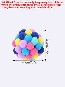 4入組手工彩色鈴鐺球寵物玩具（貓用）,耐咬耐抓的毛絨球,限寵物使用 - 彩色 - 查看 2