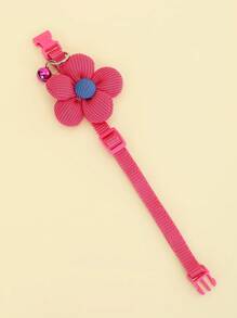 1pc 3d Flower & Bowknot Decor Pet Collar With Bell For Small Dogs And Cats, Pink - Multicolor - View 4