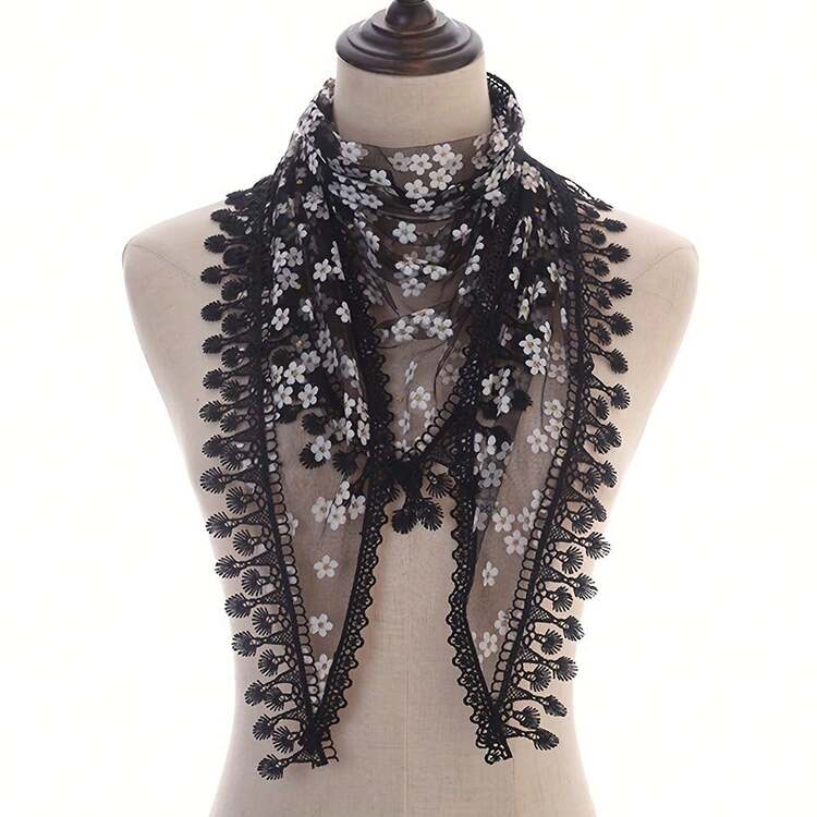 Đảng 1 Nữ Màu Trắng Thêu Hoa Ren Khăn Bohemian Cưới Mạng Che Mặt Thoáng Khí Khoét Hở Cô Dâu Tam Giác Đầu Khăn Quàng Khăn Choàng - Nhiều màu - Xem 5