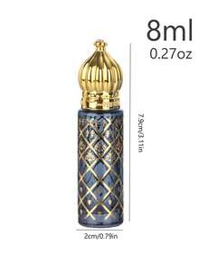 色彩玻璃精油滾珠瓶1入組8ml豪華風格電鍍削刻香水瓶帶滾珠瓶,便攜旅行空滾瓶旅行必需品(黑色) - 黑色 - 查看 3