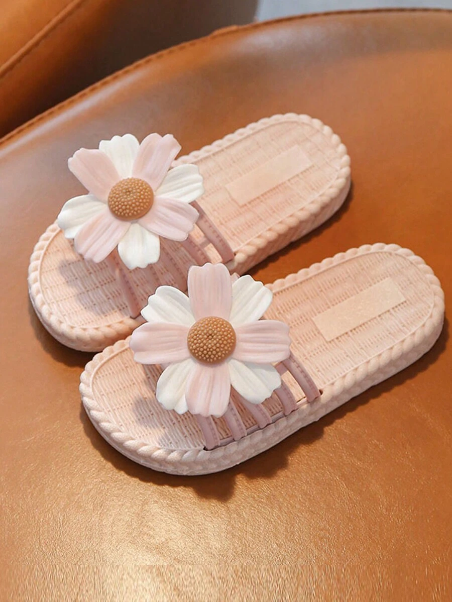 1pair Cute Girls' Slipper, Indoor And Outdoor Anti-Slip Soft Bottom Children's Summer Slipper For Shower And Home Use - Pink - View 1