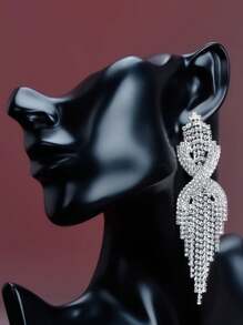 1pc Fashionable Rhinestone Earring For Women Exaggerated Party Wedding Jewelry Versatile Accessory - Yellow Gold - View 7