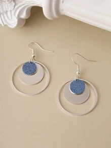 1 Paio Di Orecchini Eleganti Rotondi Blu Adatti Per L'uso Quotidiano